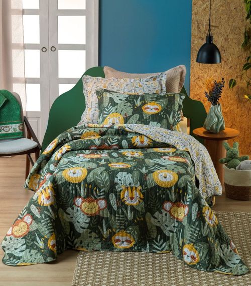 Kit Cobre Leito Casual Kids Casal Appel Verde