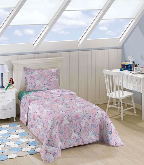 Jogo de Cama Infantil 2 Peças Estampado Lepper Rosa