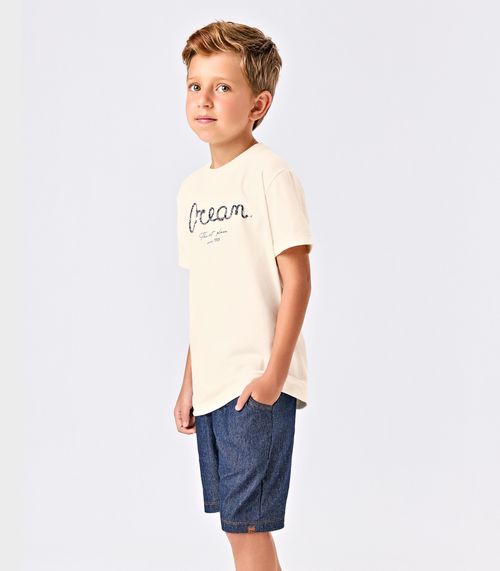 Conjunto Infantil Camiseta Com Bermuda Trick Nick Bege