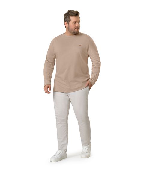 Camiseta Masculina Plus Size Manga Longa Diametro Marrom