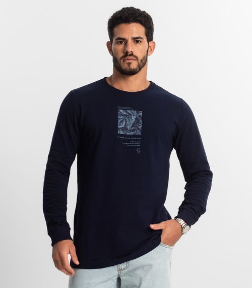 Camiseta Masculina Manga Longa Diametro Azul