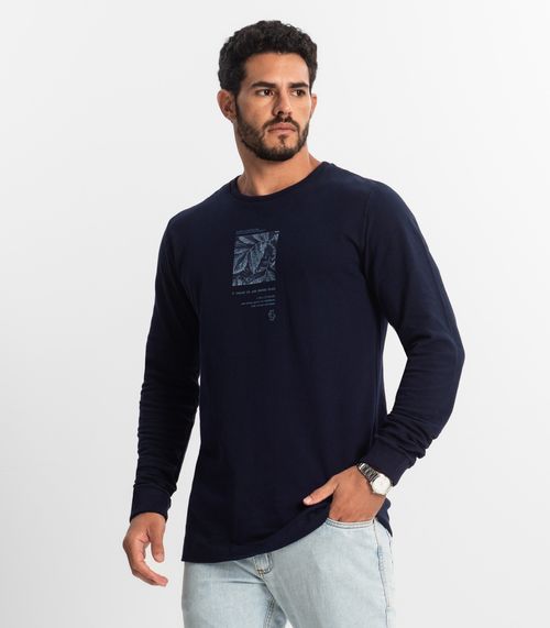 Camiseta Masculina Manga Longa Diametro Azul