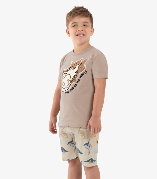 Pijama Infantil Menino Meia Malha Rovi Kids Marrom
