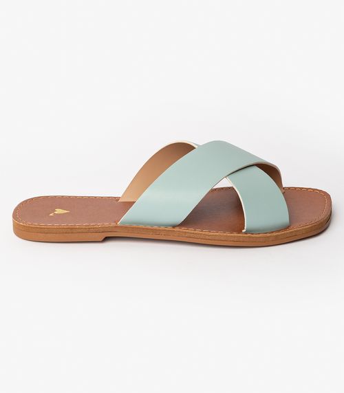 Sandália Rasteirinha Com Tiras Largas Select Azul