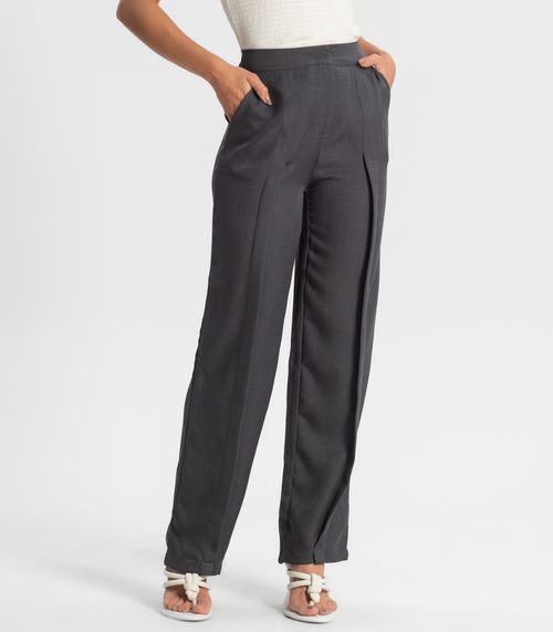 Calça Feminina Reta Alfaiataria Style Box Cinza