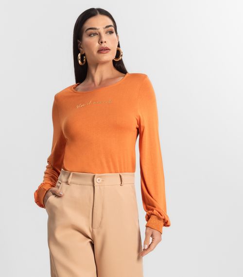 Blusa Manga Longa Tricot Endlles Laranja