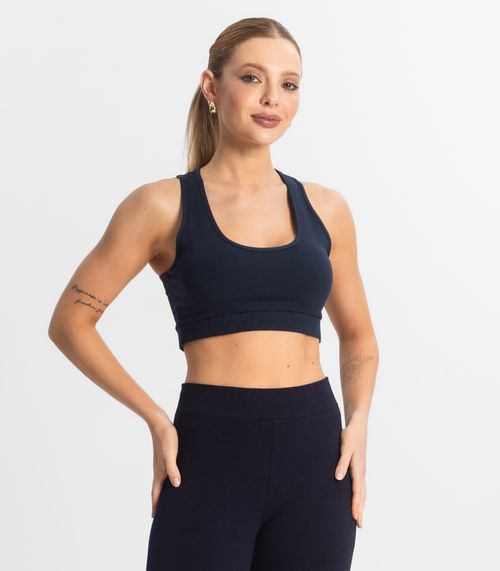Top Fitness Feminino em Cotton Pesado Select Azul