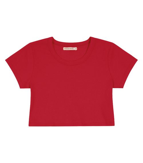 Blusa Cropped Infantil Ribana Canelada Trick Nick Vermelho