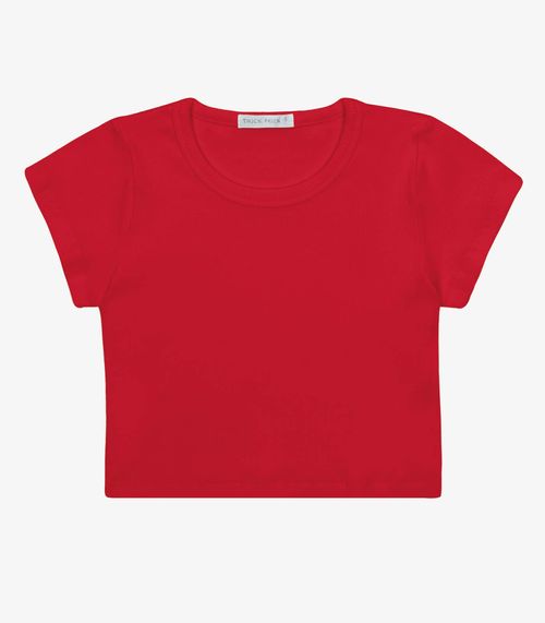 Blusa Cropped Infantil Ribana Canelada Trick Nick Vermelho