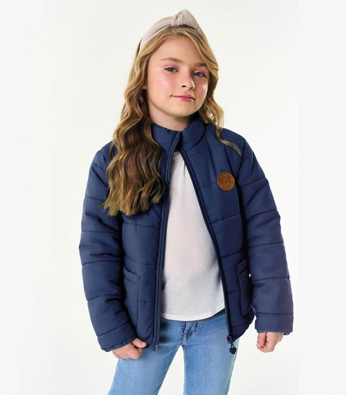 Jaqueta Puffer Infantil Feminina Trick Nick Azul