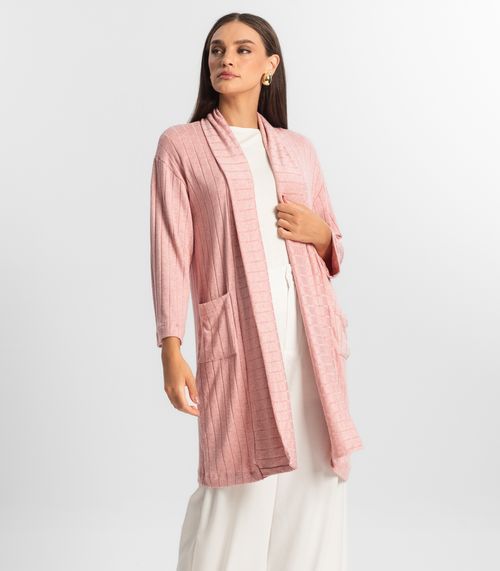 Cardigan Tricot Alongado Feminino Endless Rosa