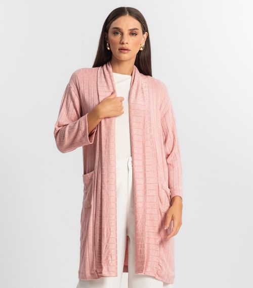 Cardigan Tricot Alongado Feminino Endless Rosa