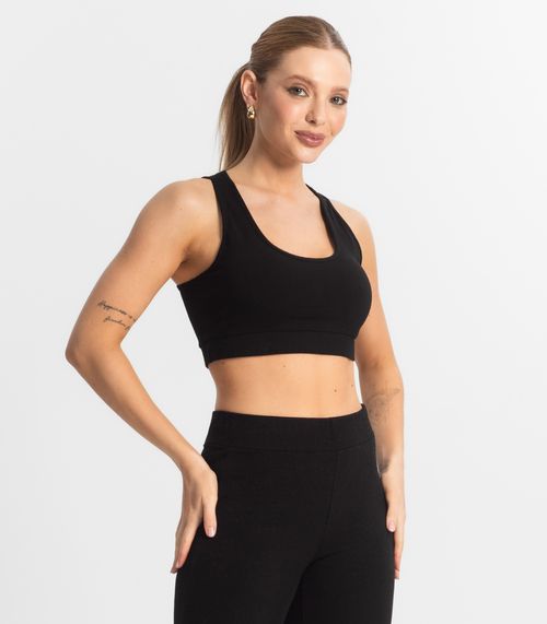 Top Fitness Feminino em Cotton Pesado Select Preto