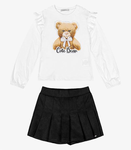 Conjunto Infantil Blusa Com Shorts Saia Trick Nick Preto