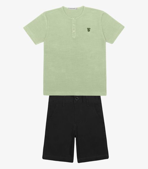 Conjunto Infantil Camiseta Com Bermuda Trick Nick Verde