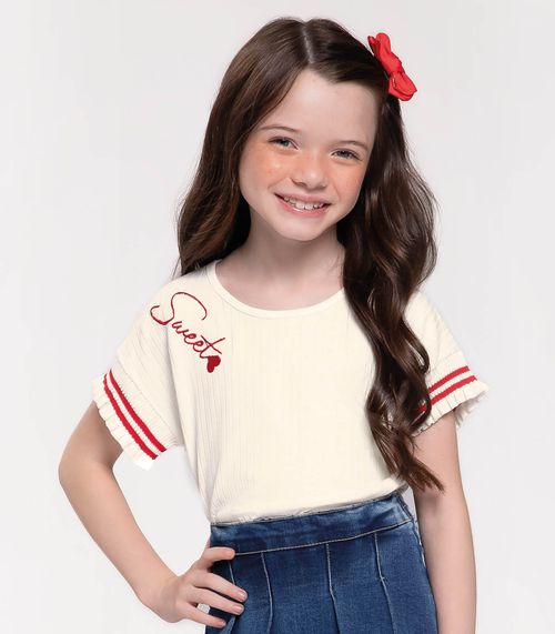 Conjunto Blusa Com Shorts Saia Jeans Trick Nick Bege