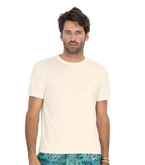 Camiseta Masculina Meia Malha Maquinetada Diametro Bege