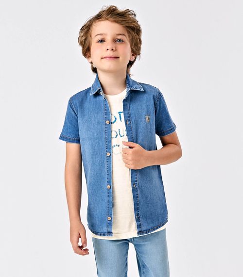 Camisa Jeans Infantil Trick Nick Azul