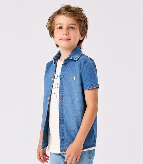 Camisa Jeans Infantil Trick Nick Azul