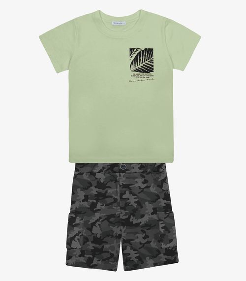 Conjunto Infantil Camiseta Com Bermuda Trick Nick Verde