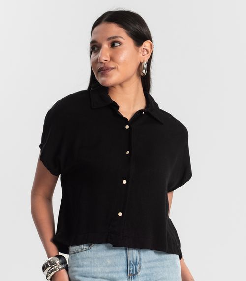 Camisa Feminina Botão de Viscose Rovitex Preto