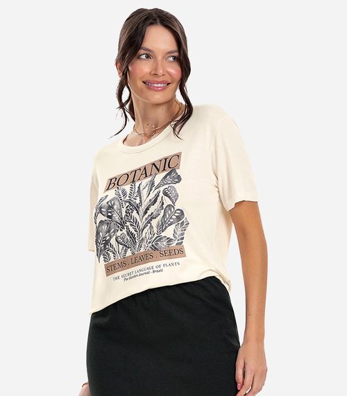 Blusa T- Shirt Feminina Rovitex Bege