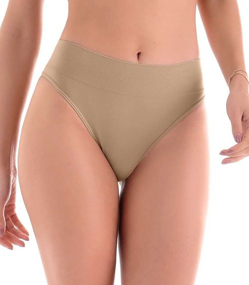 Calcinha Tanga Cós Largo sem Costura Zee Rucci Bege