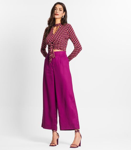 Calça Feminina Pantalona Em Sarja Endless Roxo