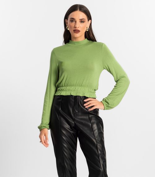 Blusa Feminina Tricot Manga Longa Endless Verde