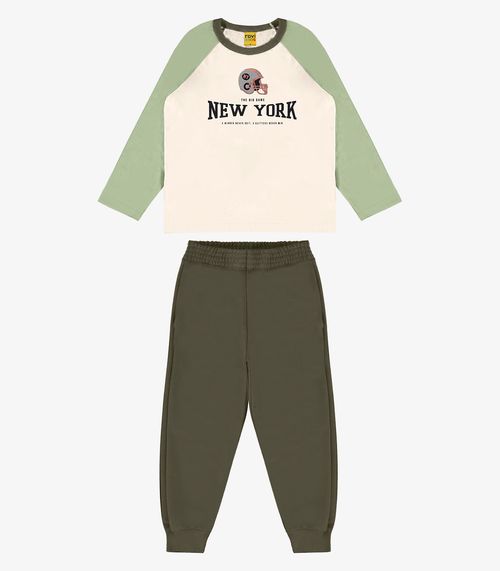 Conjunto Camiseta Manga Longa Com Calça Rovi Kids Verde