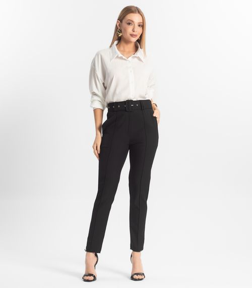 Calça Alfaiataria Tradicional Com Cinto Select Preto