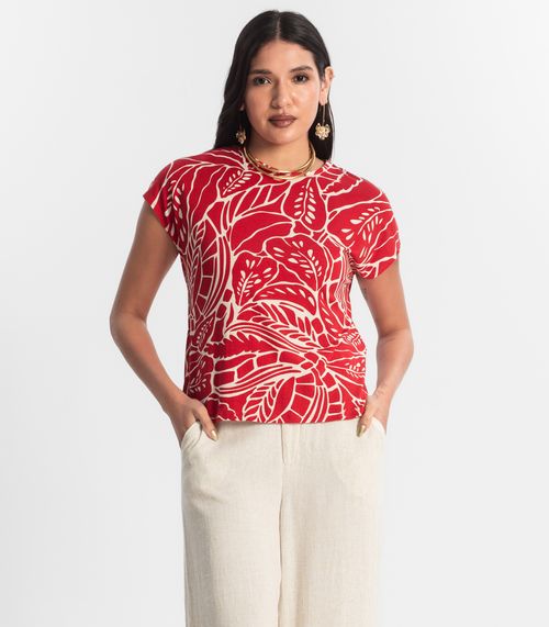 Blusa Feminina Estampada Rovitex Vermelho