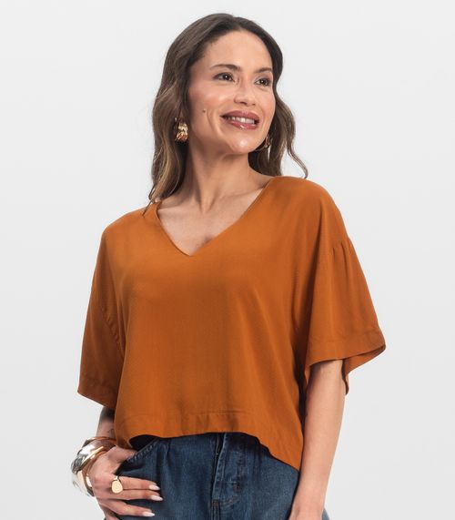 Blusa Feminina Tecido em Viscose Infinita Cor Marrom