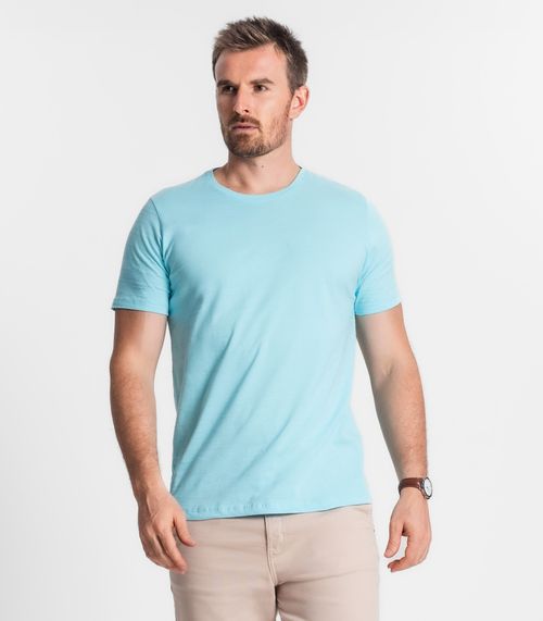 Camiseta Masculina Meia Malha Maquinetada Diametro Azul