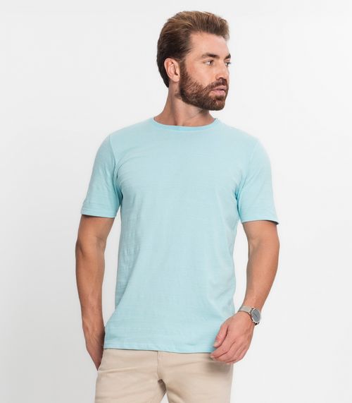 Camiseta Masculina Meia Malha Maquinetada Diametro Azul