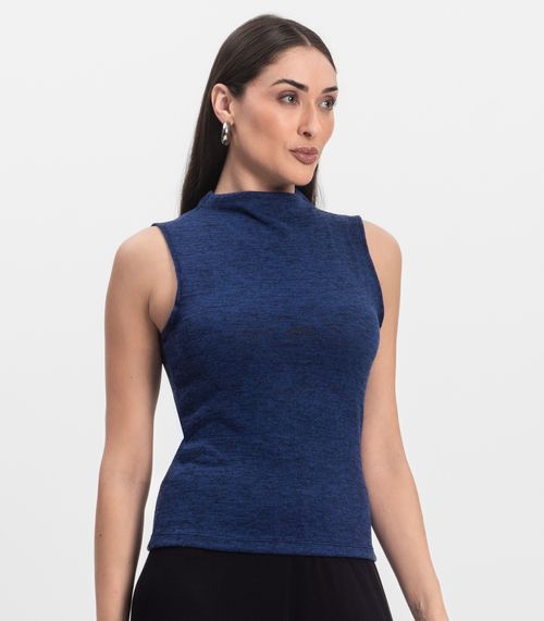 Regata Feminina com Gola Infinita Cor Azul