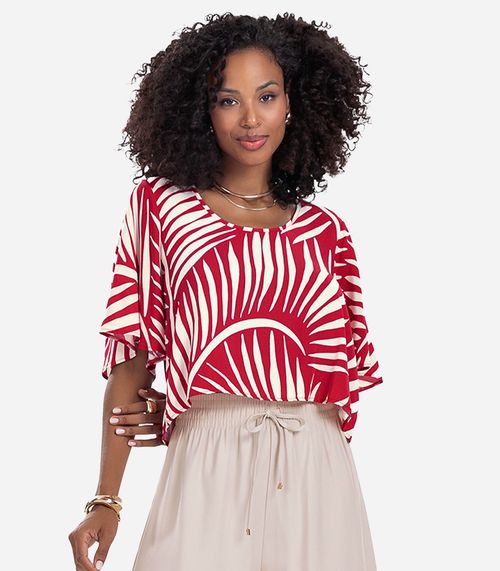 Blusa Feminina Estampada Rovitex Vermelho