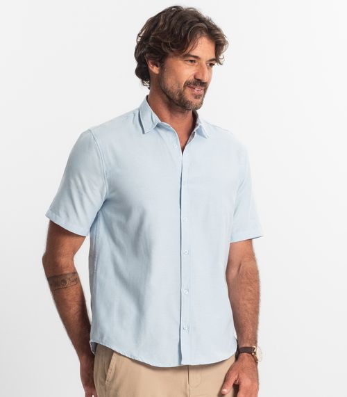 Camisa Social Masculina Manga Curta Select Azul