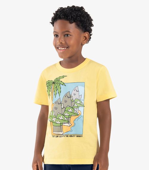 Conjunto Infantil Camiseta Com Bermuda Rovi kids Amarelo