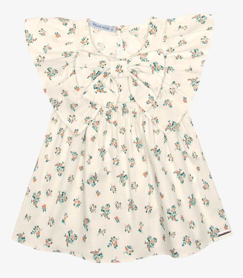 Vestido Infantil Popeline Com Laço Trick Nick Bege