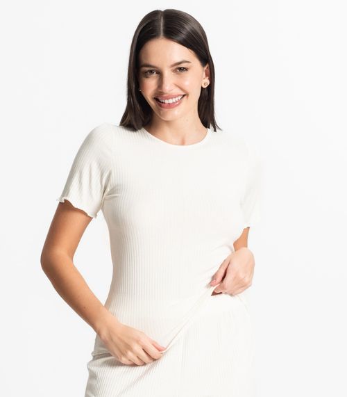 Pijama Feminino Canelado Select Bege