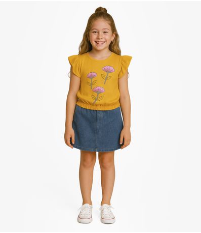 Blusa Infantil Manga Curta Infinita Cor Laranja