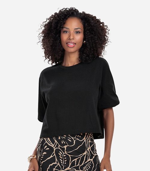 Blusa Feminina Manga Camponesa Rovitex Preto