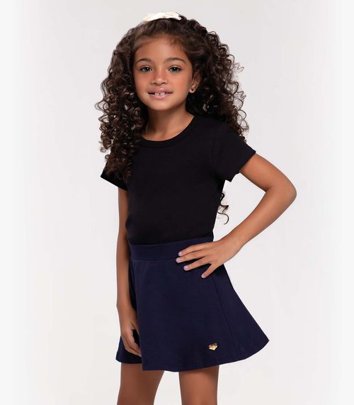 Blusa Cropped Infantil Ribana Canelada Trick Nick Preto