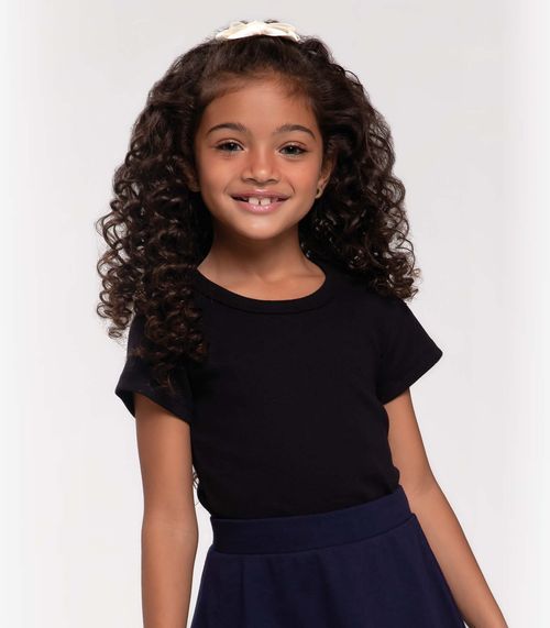 Blusa Cropped Infantil Ribana Canelada Trick Nick Preto