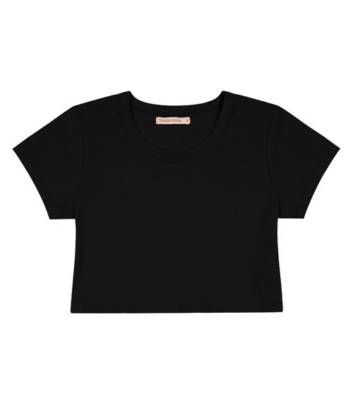 Blusa Cropped Infantil Ribana Canelada Trick Nick Preto