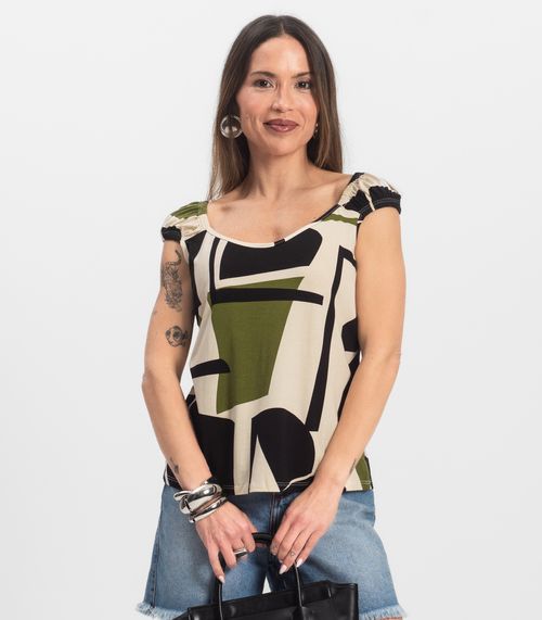Blusa Feminina Estampada Infinita Cor Bege