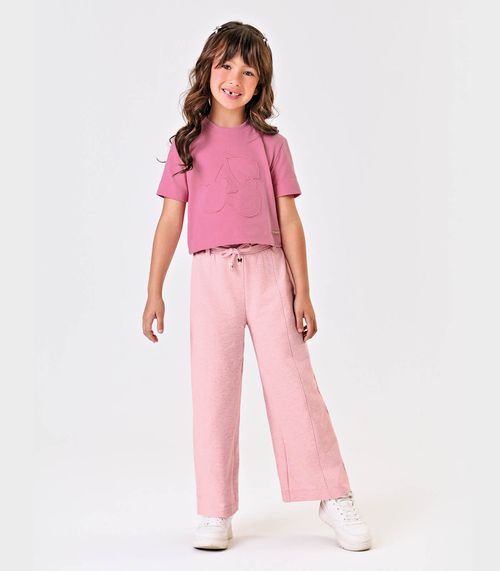 Calca Wide Leg Moletom Mesclado Trick Nick Rosa