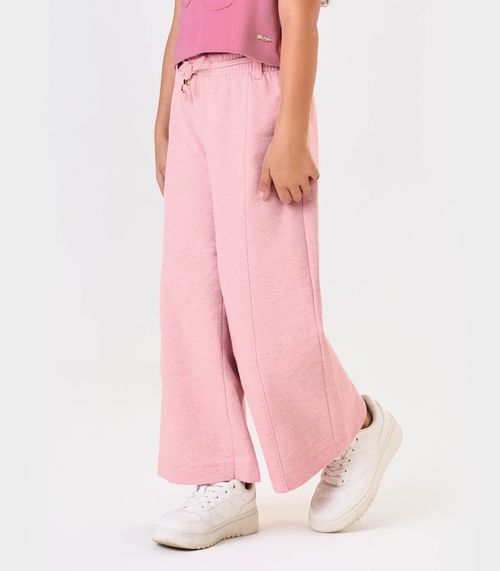 Calca Wide Leg Moletom Mesclado Trick Nick Rosa