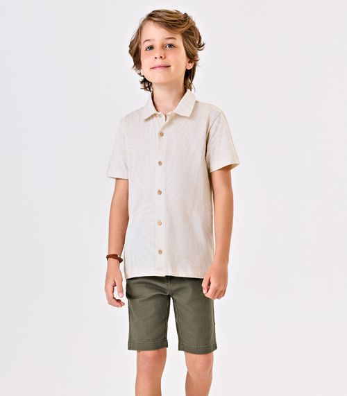 Conjunto Infantil Camisa Com Bermuda Trick Nick Bege